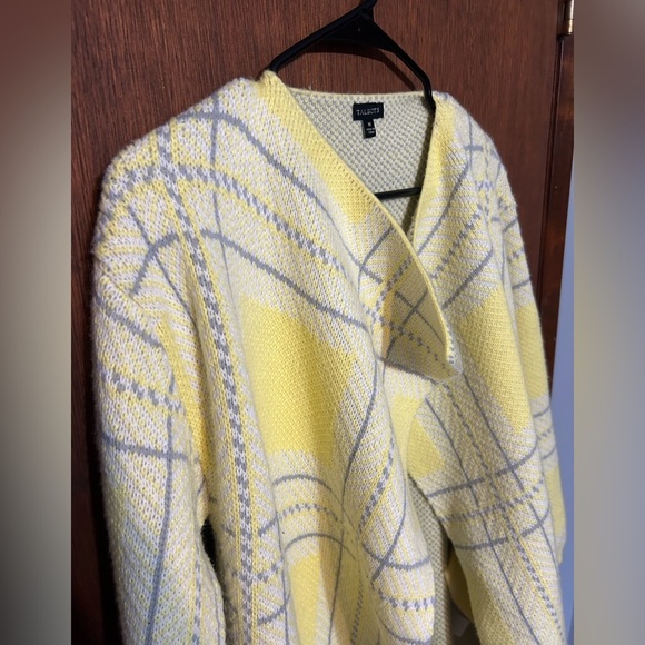 Talbots size M long sleeve bright yellows with gray accents blazer, pockets - Picture 10 of 10